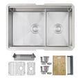 thumbnail image 2 of Stylish Undermount 28" Stainless Steel Double Bowl Workstation Kitchen Sink with 7 Accessories S-628W, 2 of 14
