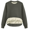 thumbnail image 6 of Women's Sherpa Lined Sweatshirts Warm Winter Fleece Crewneck Pullover Thermal Casual Soft Long Sleeve Thick Tops Dark Gray L, 6 of 8
