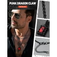 thumbnail image 3 of FaithHeart Red Stone Dragon Claw Pendant Necklace for Men Vintage Punk Biker Gothic Claw Protection Necklace Jewelry Gift for Dad Grandpa Fathers Day, 3 of 11