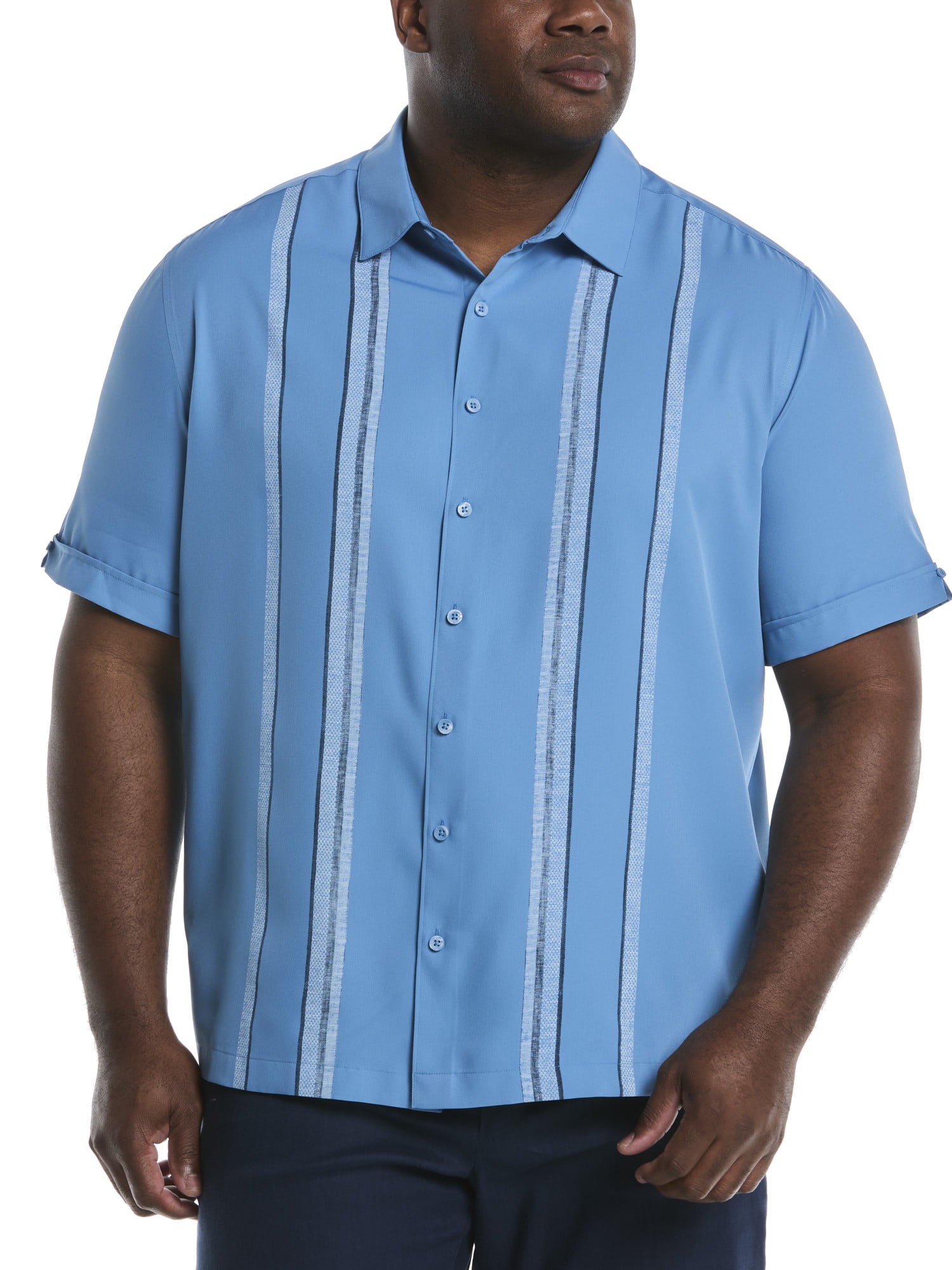 Cafe Luna Men's and Big Men's Stripe Panel Short Sleeve Shirt, Sizes S-5XL