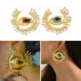 thumbnail image 2 of Irregular Circular Ear Drop Asymmetrical Alien Pupil Earwear Exaggerate Blue Eye Metal Earring Retro Ear Adorment, 2 of 9