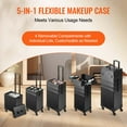 thumbnail image 3 of VEVOR 5 in 1 Professional Makeup Train Case Aluminum Cosmetic Case, Rolling Makeup Case Extra Large Trolley Makeup Travel Organizer, with 360° Swivel Wheels & Adjustable Pull Rod, Black, 3 of 9