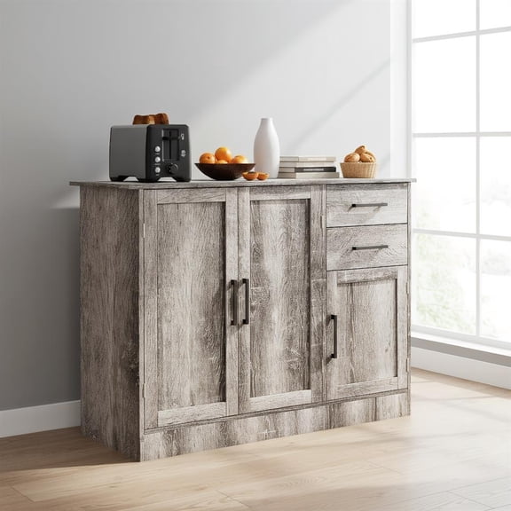 Topcobe Buffet Storage Cabinet Kitchen Sideboard with 2 Drawers, Storage Cabinets for Living Room-Gray