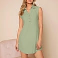 thumbnail image 4 of QUNYINEY Green Sundresses for Women Plus Size Midi Summer Casual Sleeveless Shirt Dress V Neck Casual Vacation Loose Fit Button Dresses, 4 of 8