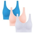 thumbnail image 2 of CFLVAEK 3 Piece Sports Bras for Women High Support Seamless Yoga Gym Workout Bra Breathable Wireless Lift Up Sports Bra M, 2 of 9