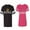 Men Black / Women Pink, variant on King Queen Old Unisex Couple Matching Cotton Jersey style T-Shirt Contrasting stripes on sleeves (Men Black / Women Black) (Men S / Women S)