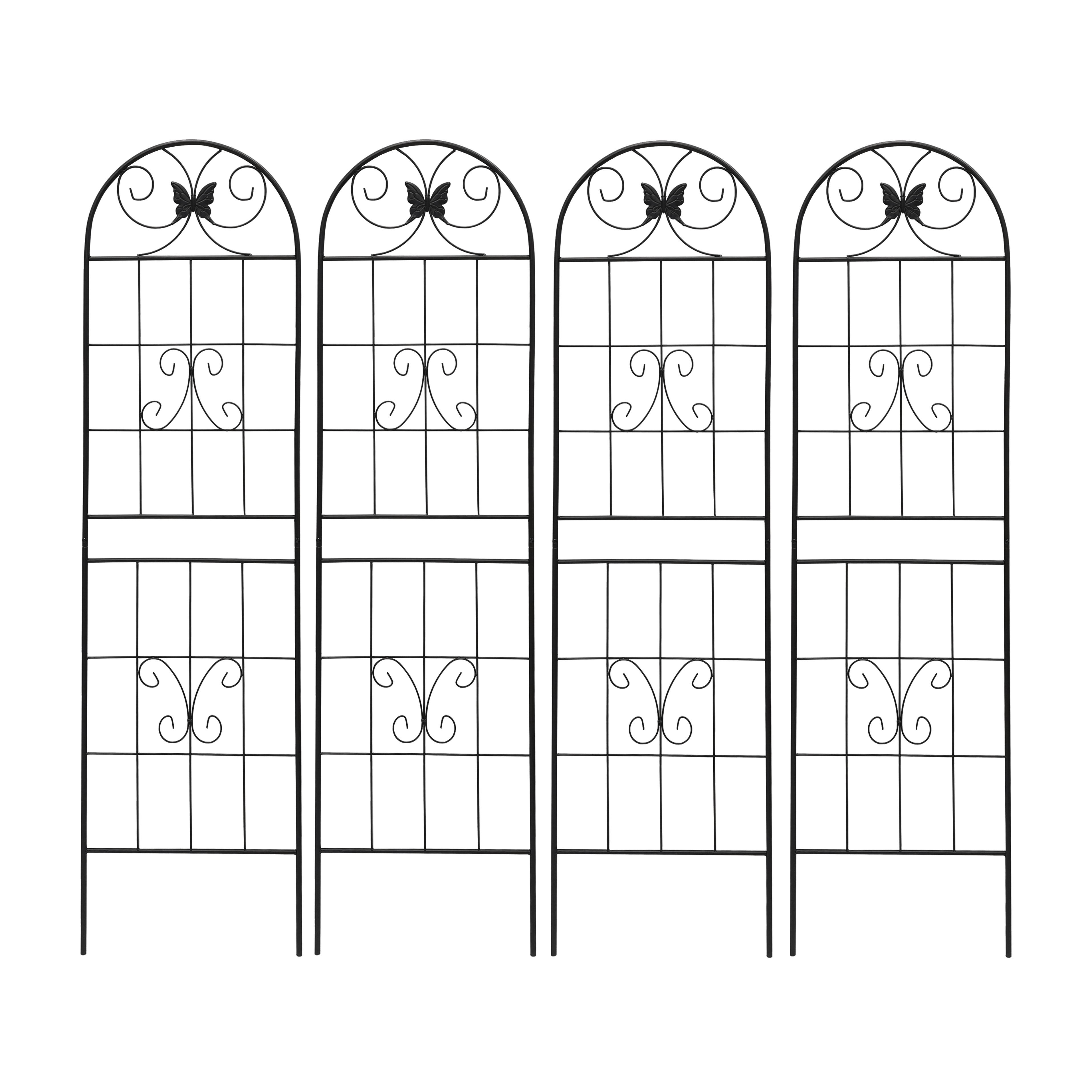 Yoneston 4 Pack Metal Garden Trellis, 71"x19.7"Decorative Arched Trellis for Climbing Plants, Metal Coating Anti-Rust and Sturdy for outdoor, Black