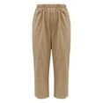thumbnail image 4 of Linen Pants Women, Audhol Women's Pocket Cotton Linen Fashion Solid Color Pants Slim Casual Long Pants Capris for Seniors Khaki 5XL, 4 of 5