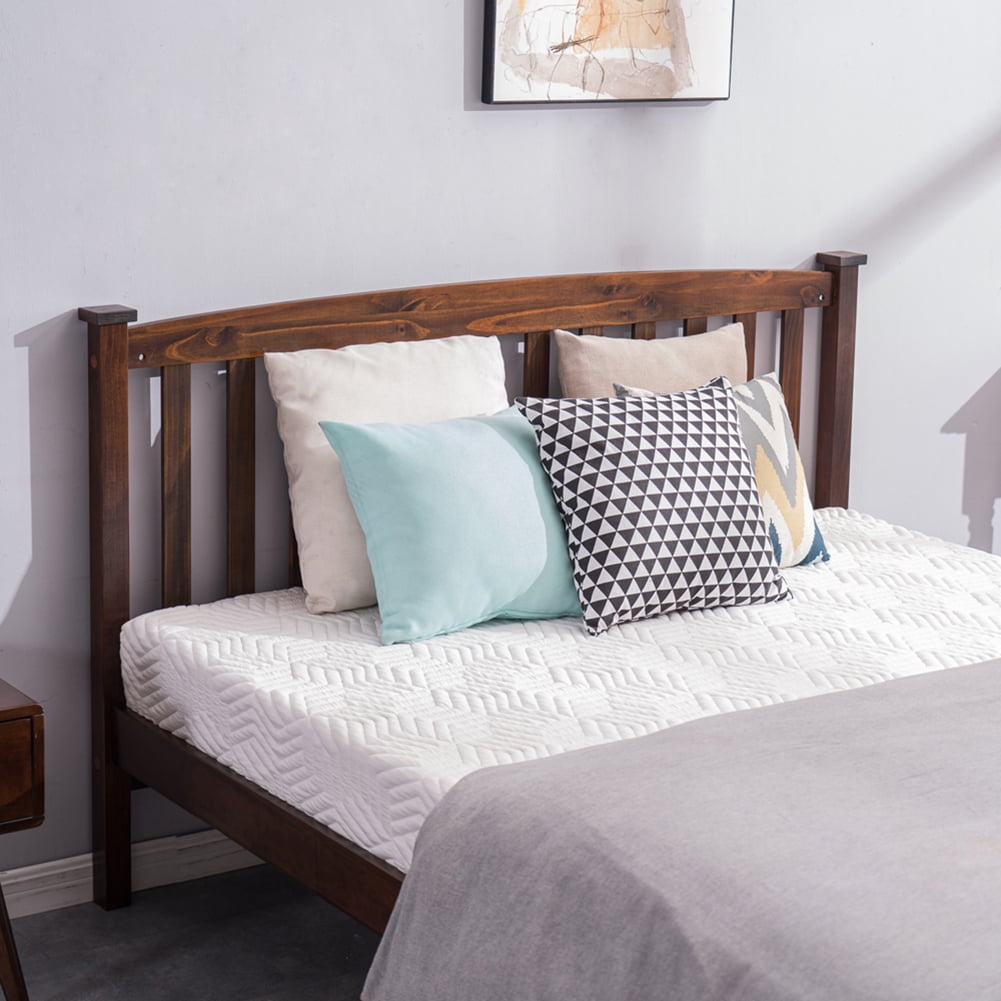 Kepooman Full Size Bed Frame, Full Bed Frame with Headboard, Full Size Bed, Platform Full Bed, Walnut Kepooman Full Size Bed Frame, Full Bed Frame with Headboard, Full Size Bed, Platform Full Bed, Walnut
