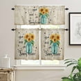 thumbnail image 2 of Sunflower Kitchen Curtains and Valances Set, You Are My Sunshine Yellow Flower Bee Plant Retro Rod Pocket Window Valance Window Curtain Panels for Living Room Bedroom Laundry, 27.5x36in, 3 Pieces, 2 of 7