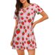 thumbnail image 1 of Fotbe Hand Drawn Strawberry Bata de Dormir para Mujer con Estampado, Camisón de Algodón de Manga Corta, Ropa de Dormir Casual, 1 of 6