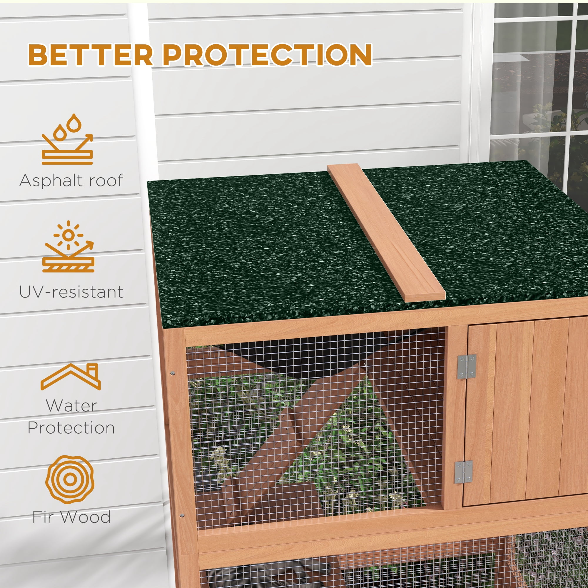 PawHut Catio, Outdoor Cat Enclosure House on Wheels with Hammock, Orange