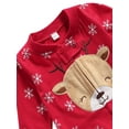 thumbnail image 4 of Qiylii Baby Christmas Romper, Snowflake Deer Embroidery V-Neck Long Sleeve Jumpsuit, 4 of 7