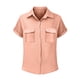 thumbnail image 4 of Craaazy Women's Relaxed Fit Collared Blouse, Solid Color Short Sleeve Button Down Top, Loose Comfy Cotton Casual Shirt with Pockets for Summer Gifts, 4 of 6