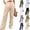 #01 Khaki, variant on Women's High Waisted Linen Pants Pleated Front Button Fly Wide Leg Trousers Soft Breathable with Pockets Business Casual Work Summer Fashion Slacks, #01 Light Blue, XL