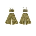 thumbnail image 3 of Aojekbee Little Girl Pants Outfit Bowknot Cami Tops with Elastic Waist Tiered Wide Leg Trousers 2Pcs Summer Clothes, 3 of 10