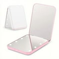 thumbnail image 2 of Portable Handheld Folding Cosmetic Mirror with LED Lights, 2X Magnification, Battery Operated, 2 of 19
