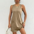 thumbnail image 2 of BYHONG Womens Sleeveless Mini Tank Dress Casual Workout Sport Tennis Athletic with 2 Pockets Dress Tee Shirt Dress Knee Length Summer Dresses for Women Khaki XXL, 2 of 6