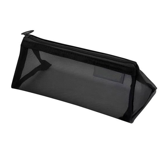 Deeceymbur Large Capacity Triangular Mesh Pencil Bag, Nylon Mesh Storage Bag for Student Use Black