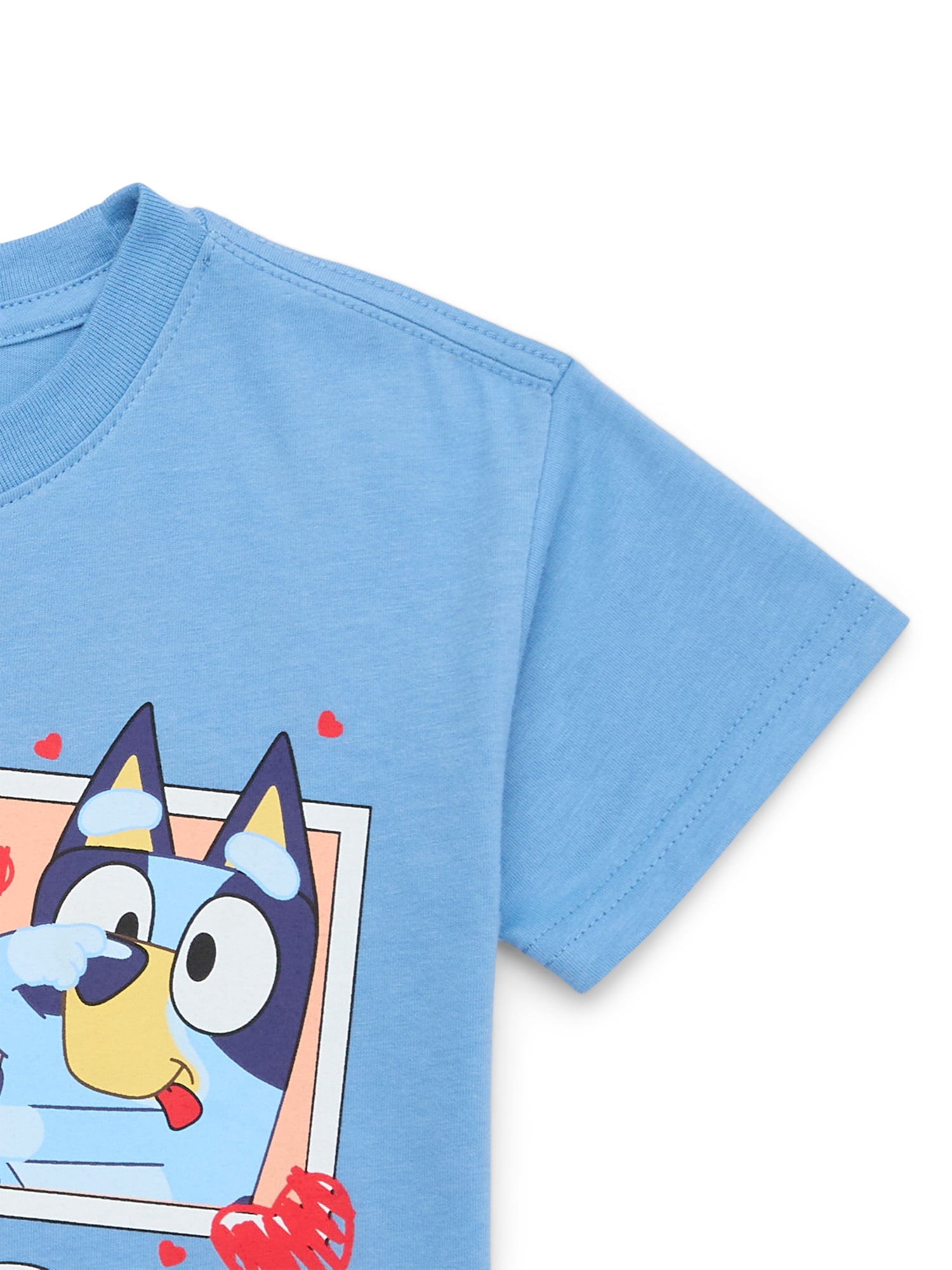 Bluey Kids Valentine's Day Graphic Tee with Short Sleeves, Sizes 4-16