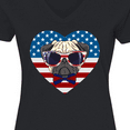 thumbnail image 4 of Inktastic Pug Dog Patriotic US Flag Heart Women's V-Neck T-Shirt, 4 of 5