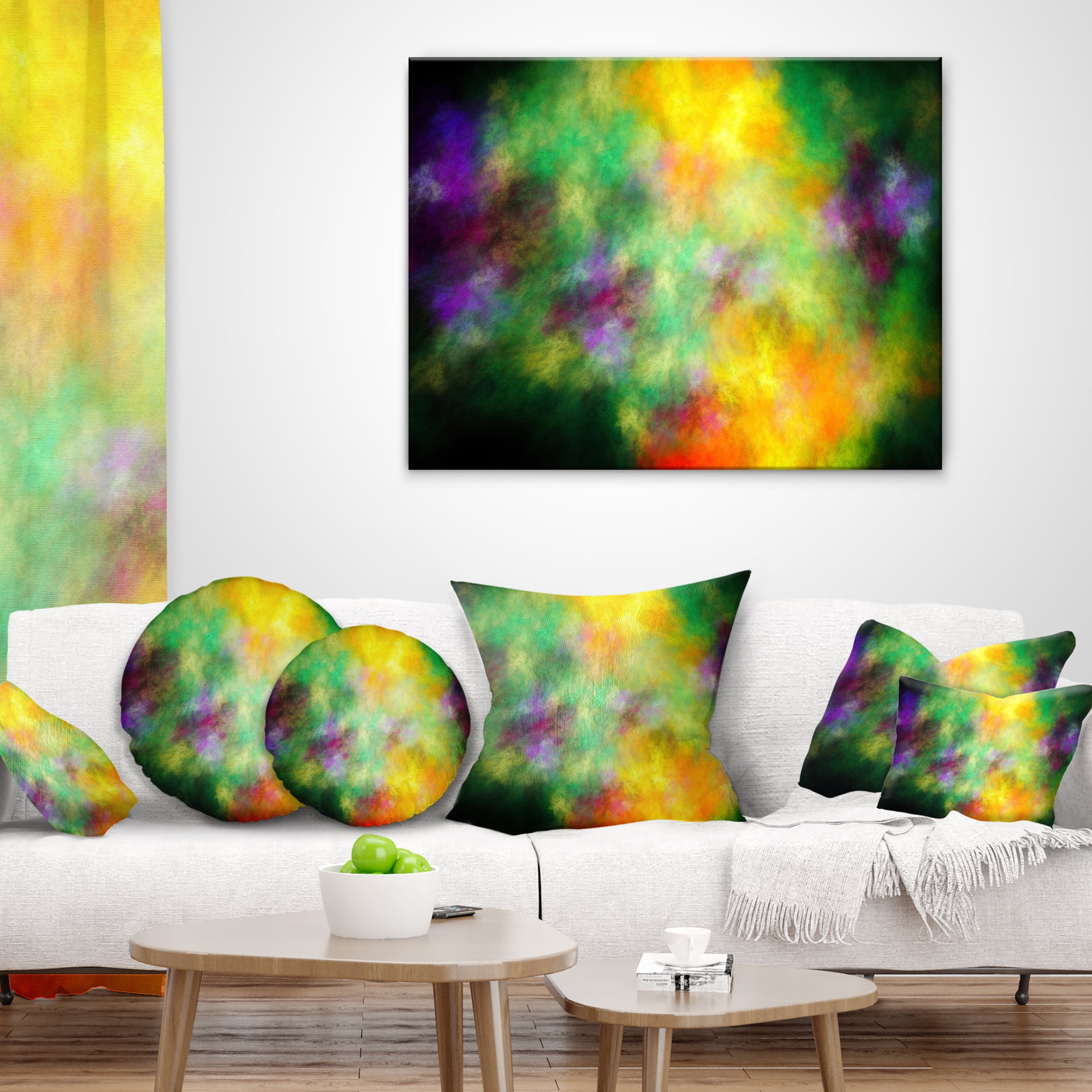 Designart Colorful Sky with Blur Stars - Abstract Throw Pillow - 12x20