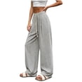 thumbnail image 2 of PBFRDSJ Y2K Striped Wide Leg Pants for Women Baggy Elastic Waist Drawstring Palazzo Pants Casual Vacation Flowy Clothes Free Sizes, 2 of 6
