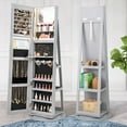 thumbnail image 4 of Gymax Armoire à Bijoux Miroir Rotative à 360° avec 3 Modes DEL de Couleur Verrouillables Gris, 4 of 10