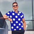 thumbnail image 4 of Yiaed Blue And White Polka DotPrint Men's Short Sleeve Polo Shirt,Golf Polo for Men Three-Button Golf Shirt Athletic Casual Collared T-Shirt- Large, 4 of 7