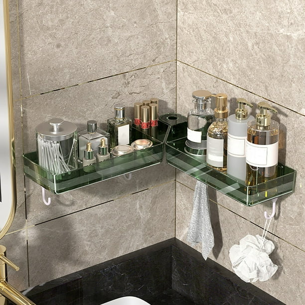 Estante de Almacenamiento de Esquina para Baño, Organizador de Sobremesa, Tocador, para Colgar En La Pared, Caja de Cosméticos Sin Perforar
