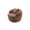thumbnail image 2 of 360° Swivel Barrel Chair, Teddy Fleece Single Sofa, Modern Cloud Couch with Curve Armrest and 1 Pillow, Oversized Lounge Chair with Thickened Seat for Living Room, Brown, 2 of 9