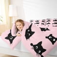 thumbnail image 4 of Homewish Kids Children Kawaii Cats Full Size Comforter Sets 3-Piece,Black Pink Bedding Comforter Set,Cartoon Animal Pet Lightweight Bedding Sets,Microfiber Bedroom Decor,Reversible, 4 of 8