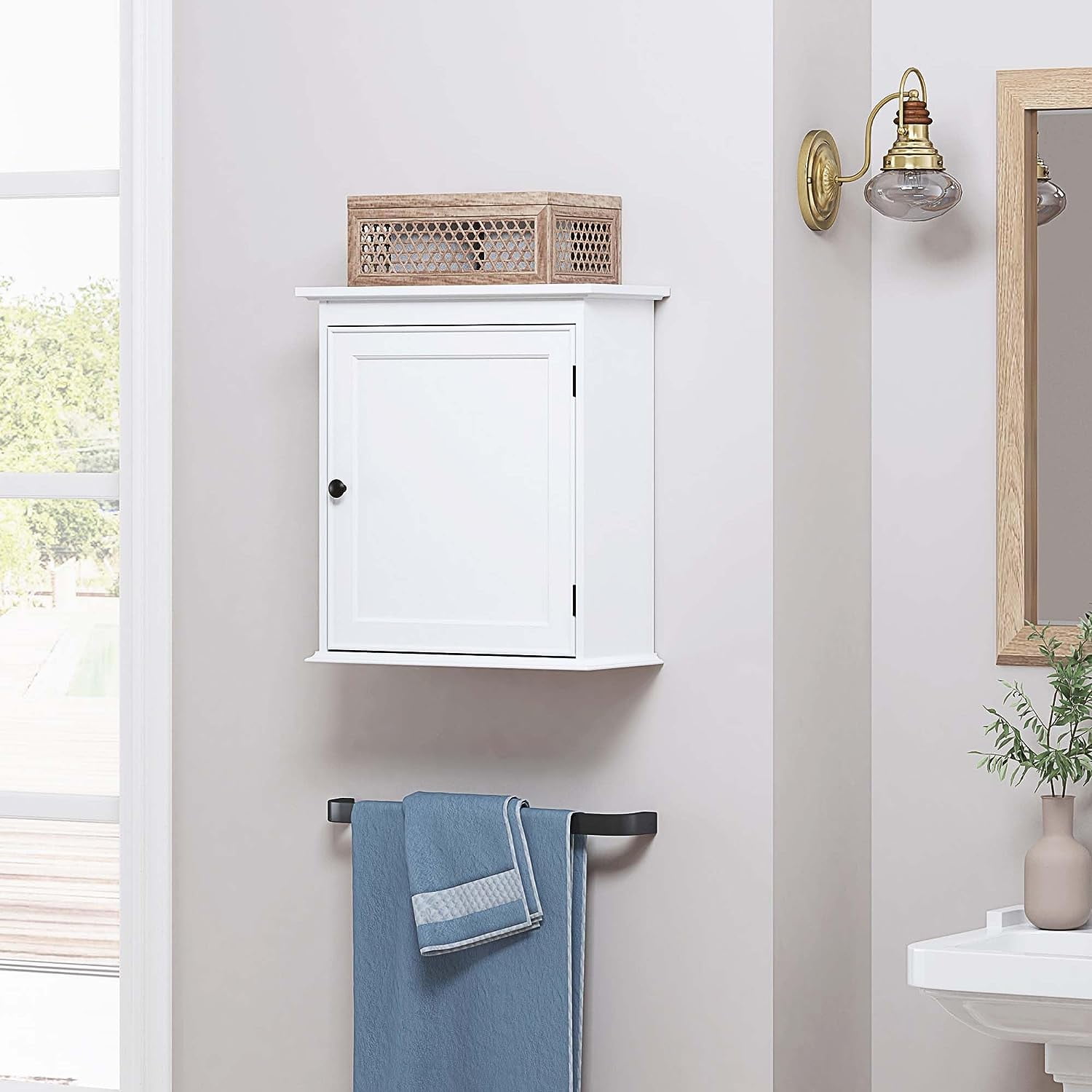 Spirich Wall Mounted Bathroom Cabinet with Adjustable Shelves and Magnetic Door Knob, White