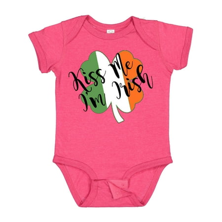 

Inktastic Kiss Me I m Irish Clover and Irish Flag Gift Baby Boy or Baby Girl Bodysuit