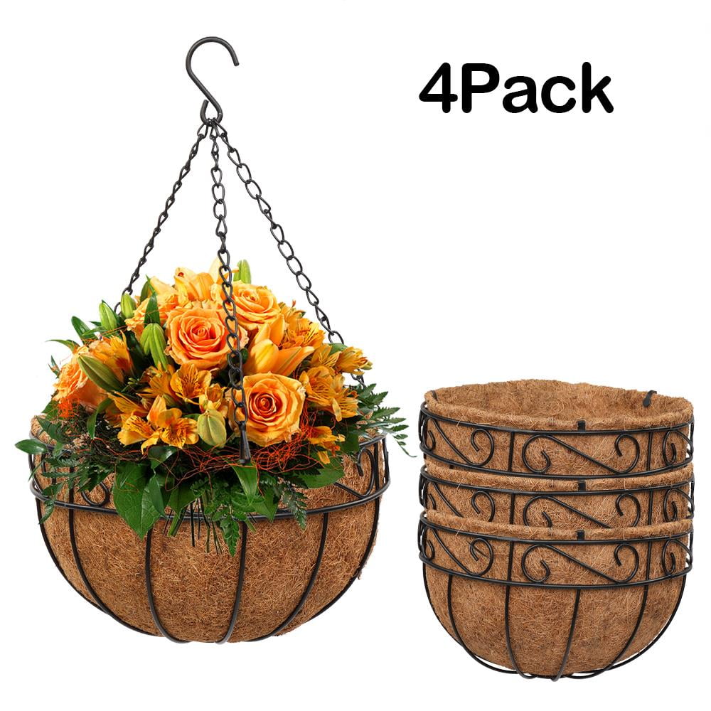 GoDecor 10" Planter Basket Set, Hanging Flower Pot Basket & Liner for