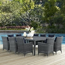Modway Summon 11 Piece Outdoor Patio Sunbrella® Dining Set in Canvas Navy