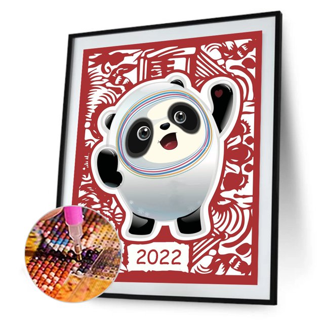 Cuadros Decorativos Juegos Olímpicos de Invierno 2022 Mascota Full Round Drill Diamond Painting DIY (NH1397) Tmvgtek embutido en tela