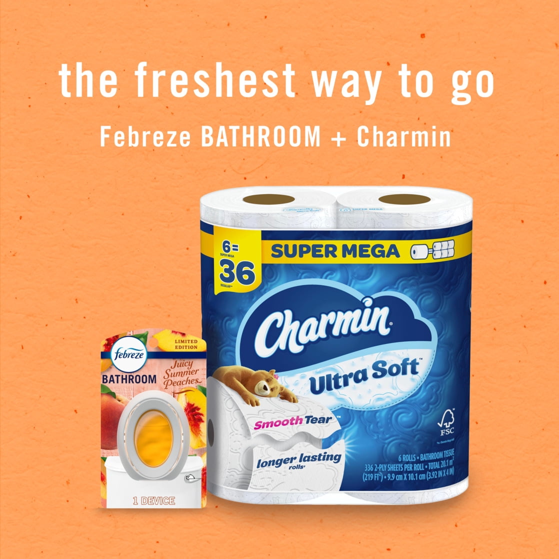 Febreze Bathroom Air Freshener, Odor-Fighting, Peaches, 1ct