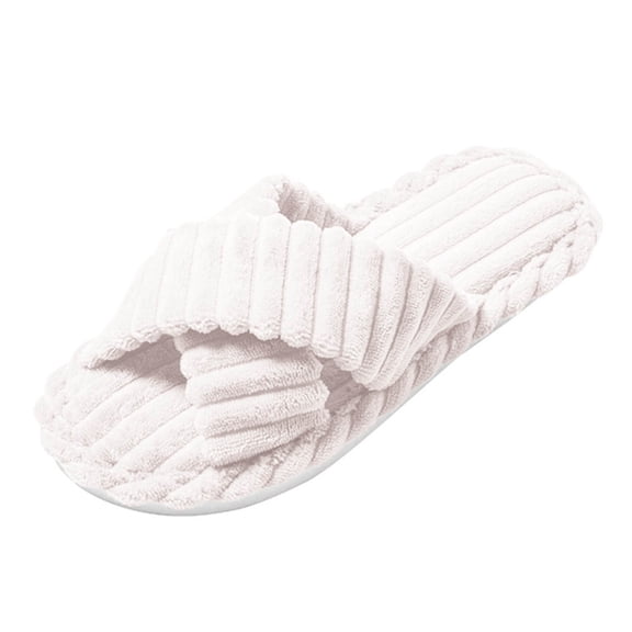 YLYL House Slippers for Women Open Toe Cross Band Soft Plush Memory Foam Slip on Indoor Outdoor Shoes