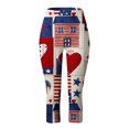 thumbnail image 5 of Pimfylm Capri Length Print Mid Waist Yoga Pants Leggings Tights Compression Yoga Running Fitness 4Th of July Print(Dark Blue,S), 5 of 5