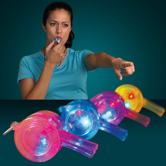 FlashingBlinkyLights Light Up LED Party Whistles With Lanyard (Set of 24)