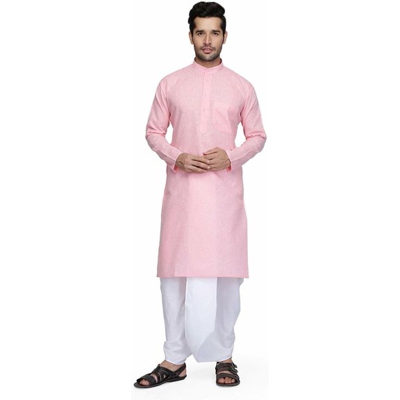 Mens Desginer Wear Bollywood Style Indian South Indian Cotton Dhoti Kurta Set