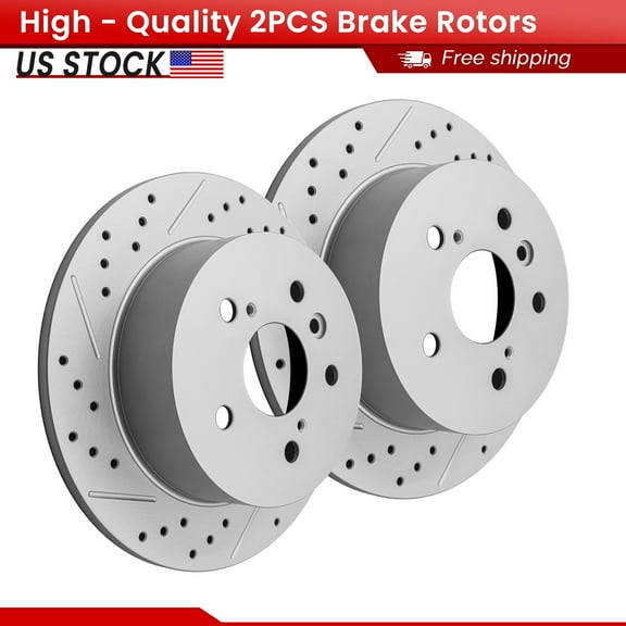 ACB ZONE Rear Brake Rotors Set for Lexus ES350 2007-2012 Toyota Avalon 2008-2012 Toyota Camry 2007-2011 All Models, Drilled & Slotted Disc Rotors Kit (Left & Right)