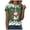 Green, variant on GCETTIC Ladies Snowflake Christmas Print Round Neck Short Sleeve T-Shirt, Polyester Blend, Casual Green S