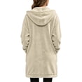 thumbnail image 3 of cocolona Long Fleece Jacket for Women Double-Sided Fuzzy Long Sleeve Outerwear Hooded Zipper Fall Winter Long Coat with Pocket, 3 of 6