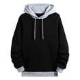 thumbnail image 4 of HAYIMI Men Autumn Winter Hooded Sweatshirt Long Sleeve Color Block Pocket Patchwork Tops Patchwork Oversized Fashionable Streetwear, 4 of 5