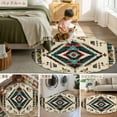 thumbnail image 6 of 7Ft Round Rug, Boho Red Teal Brown Non-Skid Rubber Backing Large Area Rugs - Living Room Bedroom Home Office, Southwestern Country Geometric Indoor Floor Mat Carpets Washable Rug, 6 of 9