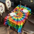 thumbnail image 2 of Colorful Tie Dye Rainbow Pattern Rectangle Tablecloth 60"x102",Waterproof Polyester Rectangle Table Cloth, Wipeable Spillproof Polyester Tablecloth for Dining, Camping, Indoor and Outdoor, 2 of 6