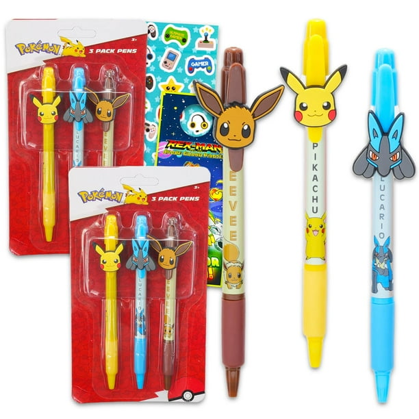 Juego de bolígrafos Nintendo Pokémon 6 con pegatinas para niños