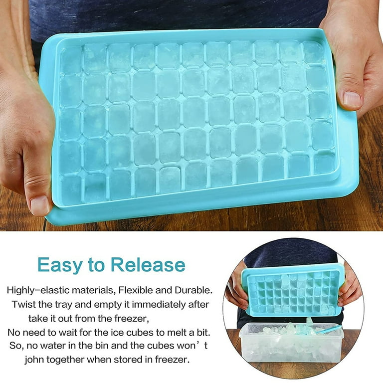 Combler Mini Ice Cube Tray with Lid and Bin, Ice Trays for Freezer 3 Pack,  Upgraded 123X3 Pcs Small Round Ice Cube Trays Easy Release, Mini Ice Maker